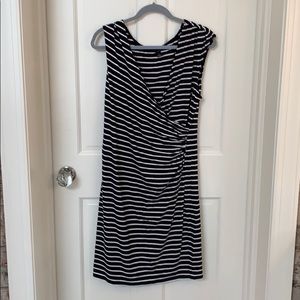 Ann Taylor striped faux wrap dress